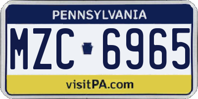 PA license plate MZC6965