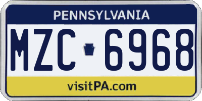 PA license plate MZC6968