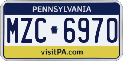 PA license plate MZC6970