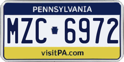 PA license plate MZC6972