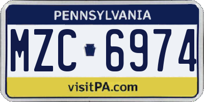 PA license plate MZC6974