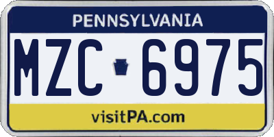 PA license plate MZC6975