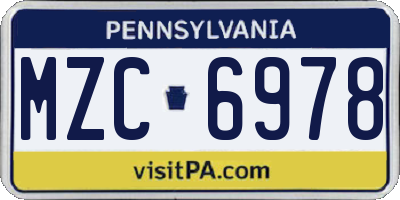 PA license plate MZC6978