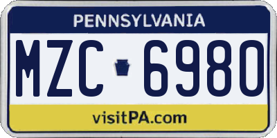 PA license plate MZC6980