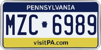 PA license plate MZC6989
