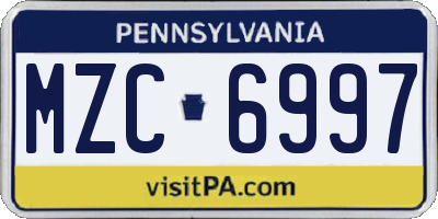 PA license plate MZC6997