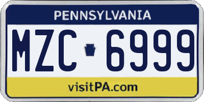 PA license plate MZC6999