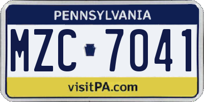 PA license plate MZC7041
