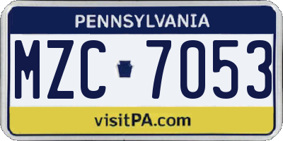 PA license plate MZC7053
