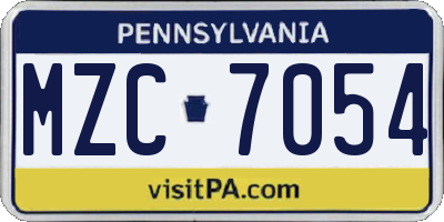 PA license plate MZC7054