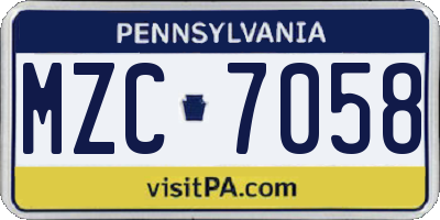 PA license plate MZC7058