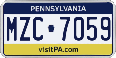 PA license plate MZC7059