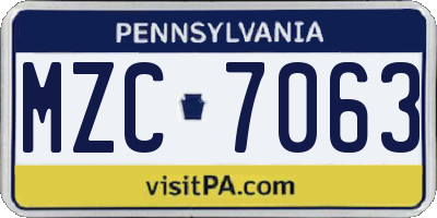 PA license plate MZC7063