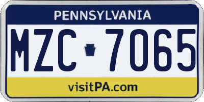PA license plate MZC7065