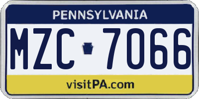PA license plate MZC7066