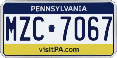 PA license plate MZC7067