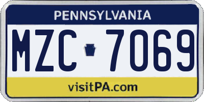 PA license plate MZC7069