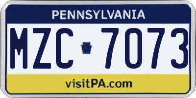 PA license plate MZC7073