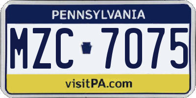 PA license plate MZC7075