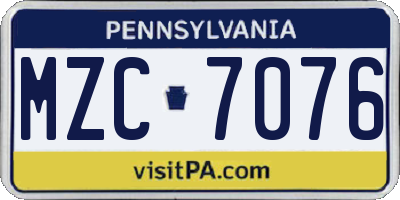 PA license plate MZC7076