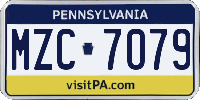 PA license plate MZC7079