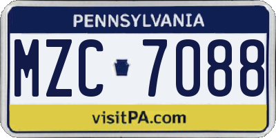 PA license plate MZC7088