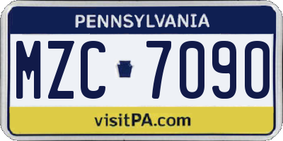 PA license plate MZC7090
