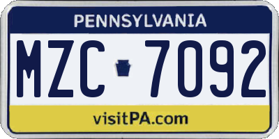 PA license plate MZC7092