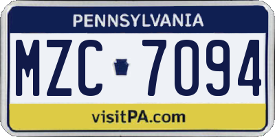 PA license plate MZC7094