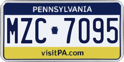 PA license plate MZC7095