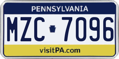 PA license plate MZC7096