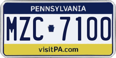 PA license plate MZC7100