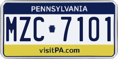PA license plate MZC7101