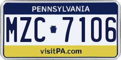 PA license plate MZC7106