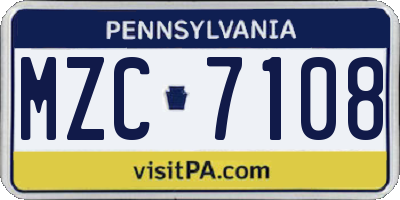 PA license plate MZC7108