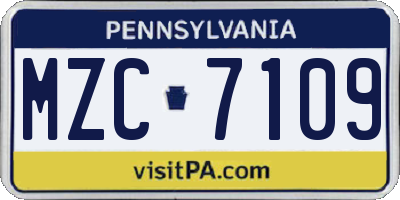 PA license plate MZC7109