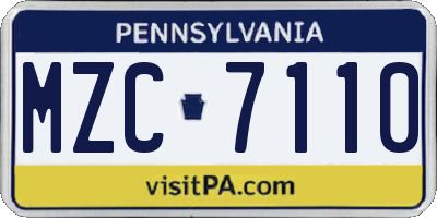PA license plate MZC7110