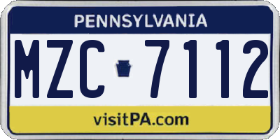 PA license plate MZC7112
