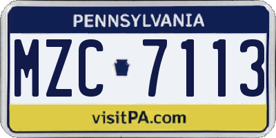 PA license plate MZC7113