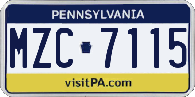 PA license plate MZC7115