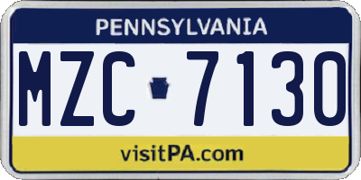 PA license plate MZC7130