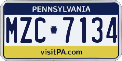 PA license plate MZC7134
