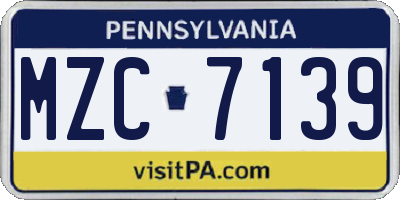 PA license plate MZC7139