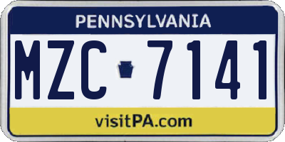 PA license plate MZC7141