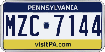 PA license plate MZC7144