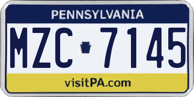 PA license plate MZC7145