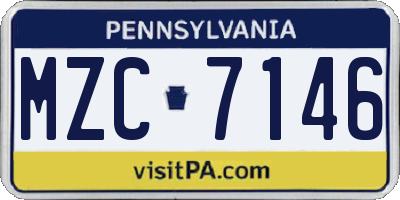 PA license plate MZC7146