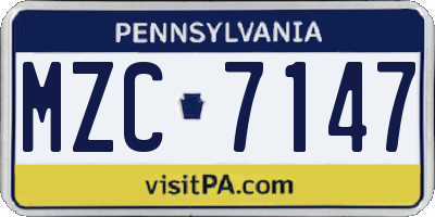 PA license plate MZC7147
