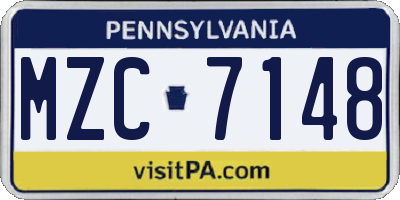 PA license plate MZC7148