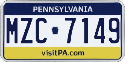 PA license plate MZC7149